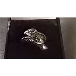 RING - DRAGON WRAPPED AROUND TO TAIL - NON-FEROUS