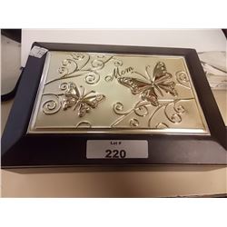 JEWELRY BOX - "MOM' WITH BUTTERFLY RELIEF - WOOD