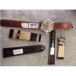 WATCH - NEW SKELETON DESIGN WATCHES - WITH 2 NEW STRAPS - RETAIL ESTMATE $100 - DIAMOND KING