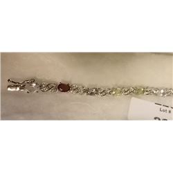 BRACELET - MULTI-GEMSTONE & DIAMONDS IN STERLING SILVER SETTING - RETAIL ESTIMATE $500
