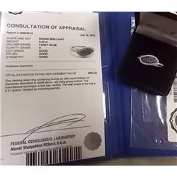 RING - LADIES - UNIQUE BLUE DIAMONDS IN STERLING SILVER SETTING - .26CTW DIAMONDS - INCLUDES CERTIFI