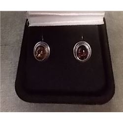 EARRINGS - NEW ORANGE BALTIC AMBER IN STERLING SILVER SETTING - RETAIL ESTIMATE $225