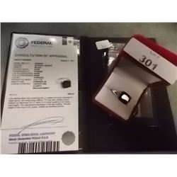 RING - RADIANT FACETTED BLUE QUARTZ & DIAMONDS IN STERLING SILVER SETTING - TOTALS 3.81GM - INCLUDES
