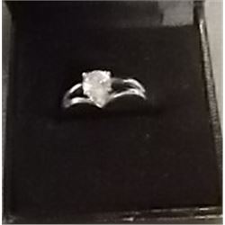 RING - CLEAR SOLITAIRE CRYSTAL - STERLING SILVER SETTING