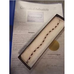 BRACELET - 12 OVAL FACETTED GARNET & DIAMONDS IN STERLING SILVER FIGURE 8 DESIGN SETTING -RETAIL EST