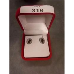 EARRINGS - NEW - SAPPHIRE AND DIAMONDS IN STERLING SILVER SETTING - RETAIL ESTIMATE $450