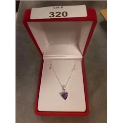 NECKLACE - TRILLION FACETTED AMETHYST & DIAMONDS IN STERLING SILVER SETTING - RETAIL ESTIMATE $325