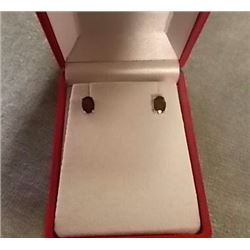 EARRINGS OVAL GARNET IN SILVER STUD STYLE