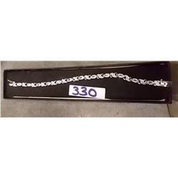 BRACELET -12 WHITE TOPAZ & DIAMONDS IN STERLING SILVER SETTING - INFINITY LINKS - RETAIL ~$375