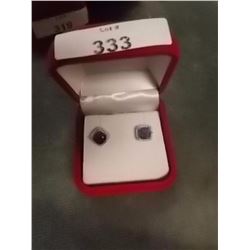 EARRINGS - SAPPHIRE AND GENUINE DIAMONDS IN STERLING SILVER SETTING WITH PLATINUM FINISH FOR EXTRA D