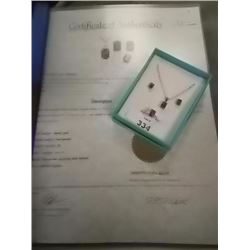 AMETHYST 3 PC SET - NECKLACE, EARRINGS AND RING - EMERALD FACETTED AMETHYSTS TOTALLING 3.02CT IN STE