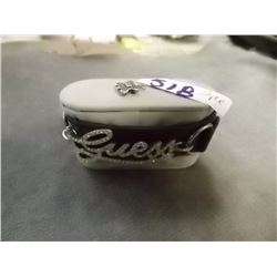 BRACELET - GUESS - ON LEATHER WITH SNAP BACK -PLUS 925 STERLING SILVER CHARM