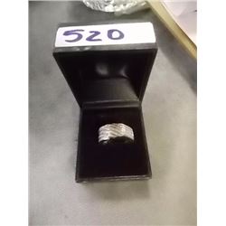 ring - diamond & silver diagonal design