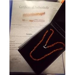 NECKLACE - 34CTW ORANGE BALTIC AMBER  - WITH STERLING SILVER FINDINGS - INCLUDES CERTIFICATE $210