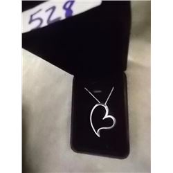 PENDANT AND CHAIN - LARGE STERLING SILVER HEART PENDANT ON CHAIN