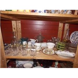SHELF - GLASSES - DESERT BOWLS VASES AND MORE\