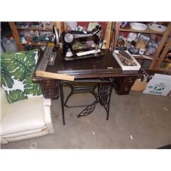 VINTAGE SINGER SEWING MACHINE WITH TREADLE BASE - MODEL D7849