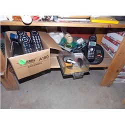 SHELF LOT SHAW TV REMOTES - HEAD PHONES AND MORE