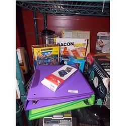 LOT OF GAMES, PICTURE FRAMES, BINDERS ETC