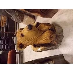 UNIQUE HAND CRAFTED CHAIN SAW CARVING - STUMP BEAR - 16" TALL  X 14 X 14.5"