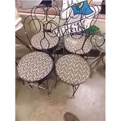 VINTAGE WROUGHT IRON SODA SHOP CHAIRS - 4 X BID