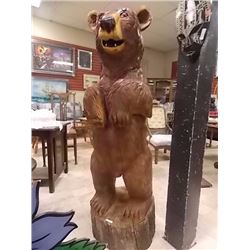 UNIQUE HAND CRAFTED CHAIN SAW CARVING - STANDING BEAR - 56" TALL X 16.5 X 16.5"