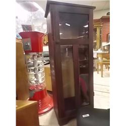WOOD CABINET WITH GLASS PANELS