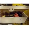 Image 1 : TOOL BOX & CONTENTS - TIN CUT OUTS, ROPE AND MORE