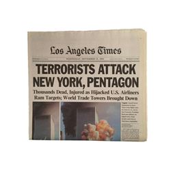 World Trade Center WTC LA Times September 12th, 2001 Famous Twin Towers Headlines