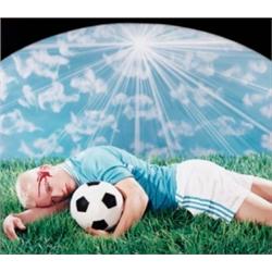 PIERRE ET GILLES (French, active since 1976) LE FOOTBALLEUR BLESS… signed, dated and titled on ve...