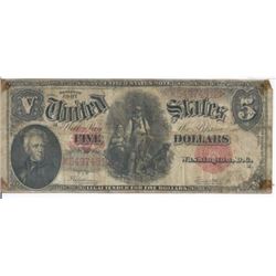 1907 $5.00 Legal Tender Andrew Jackson/Woodchopper VG