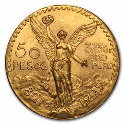 1929 Mexico Gold 50 Pesos BU MS-63