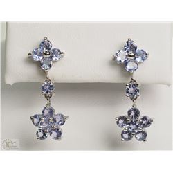 #8-10K WHITE GOLD TANZANITE FLOWER EARRINGS