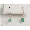 Image 1 : #12-14K YELLOW GOLD EMERALD HOOP EARRINGS