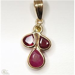 #48-14K YELLOW GOLD RUBY & DIAMOND PENDANT