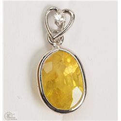 #5-14K YELLOW GOLD SAPPHIRE & DIAMOND PENDANT