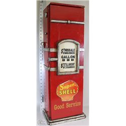 WOODEN SUPER SHELL GAS PUMP STYLE STORAGE