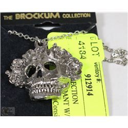 BROCKUM COLLECTION SKULL+ROSES PENDANT W/CHAIN