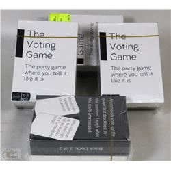 4PKS OF 2 DECKS OF "THE VOTING GAME" PARTY CARDS