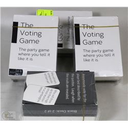 4PKS OF 2 DECKS OF "THE VOTING GAME" PARTY CARDS