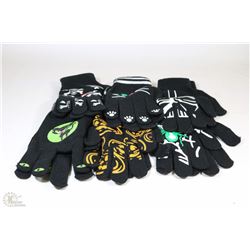 6 PACK OF GLOW IN THE DARK HALLOWEEN GLOVES