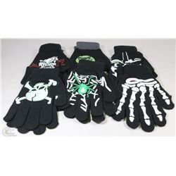 6 PACK OF GLOW IN THE DARK HALLOWEEN GLOVES
