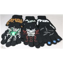 6 PACK OF GLOW IN THE DARK HALLOWEEN GLOVES