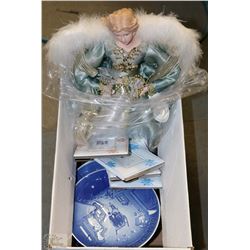 BOX WITH A NEW ANGEL TREE TOPPER, NEW PLATES, NEW