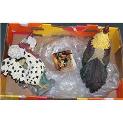 FLAT OF COLLECTIBLE PLASTER ROOSTERS