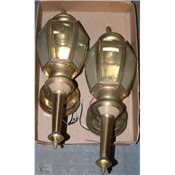 PAIR OF BRASS EXTERNAL SCONCES 18"