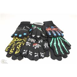 6 PACK GLOW IN THE DARK HALLOWEEN GLOVES
