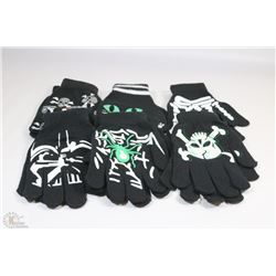 6 PACK GLOW IN THE DARK HALLOWEEN GLOVES