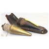Image 1 : VINTAGE BRASS PLUMB BOB IN LEATHER POUCH