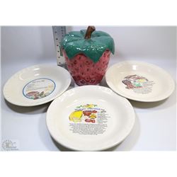 VINTAGE RECIPE PIE PLATES CERAMIC INCL CHERRY,